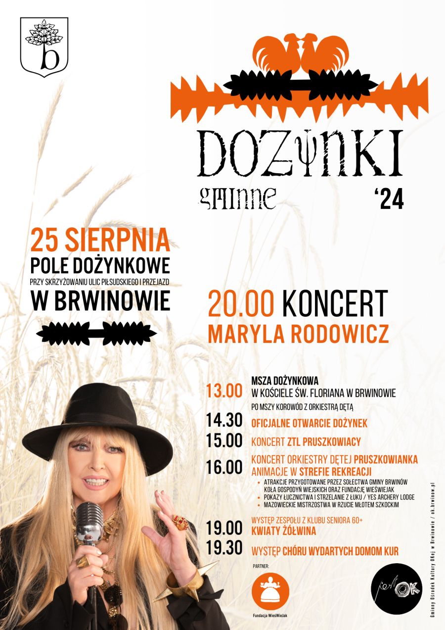 Brwinów zaprasza na tegoroczne Dożynki Gminne, które odbędą się 25 sierpnia! 