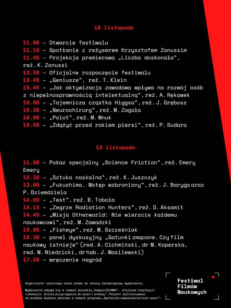 festiwal filmów naukowych
