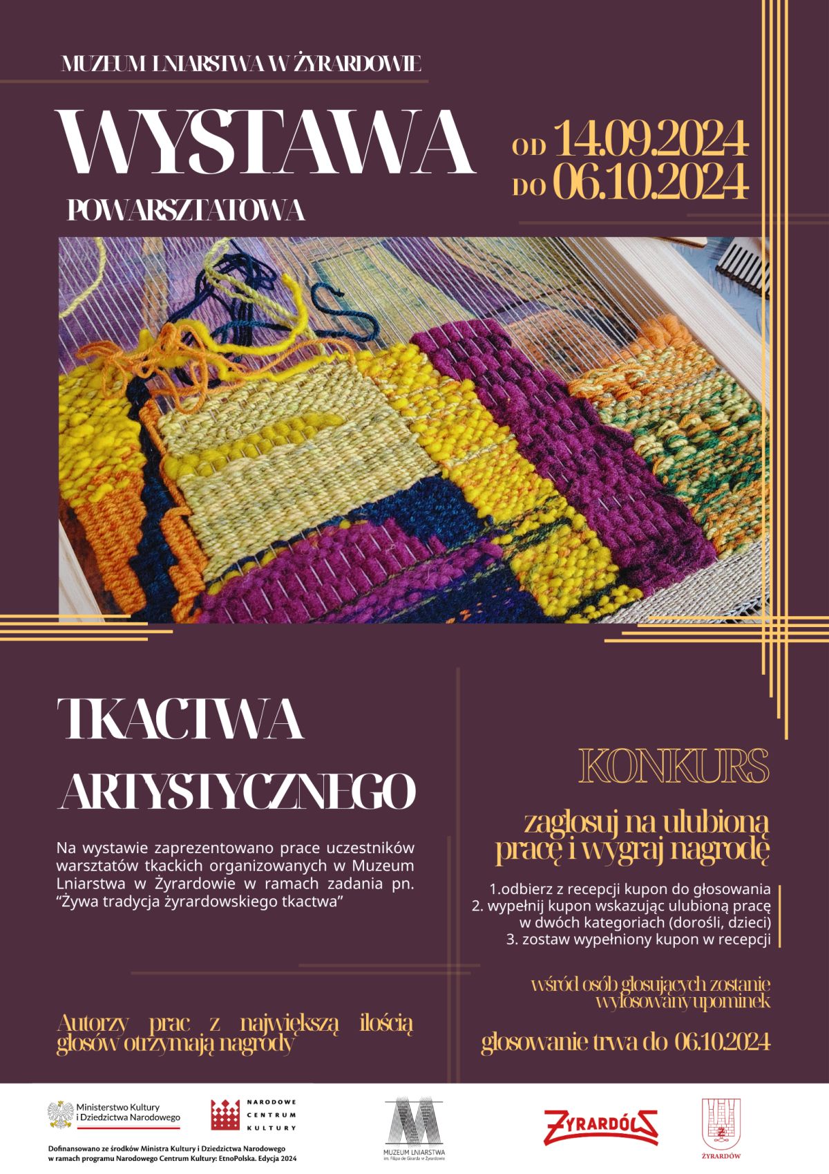 Wystawa uczestników warsztatów tkackich w Muzeum Lniarstwa