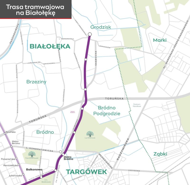 Warszawa - Tramwaj na Zieloną Białołękę