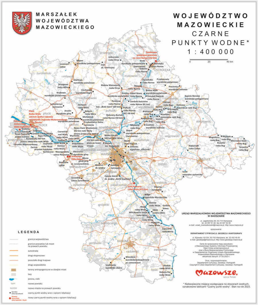 Mazowsze czarne punkty wodne