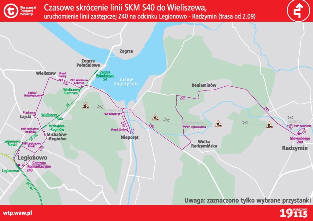 Pociągi S40 przez cały wrzesień nie dojadą do Radzymina